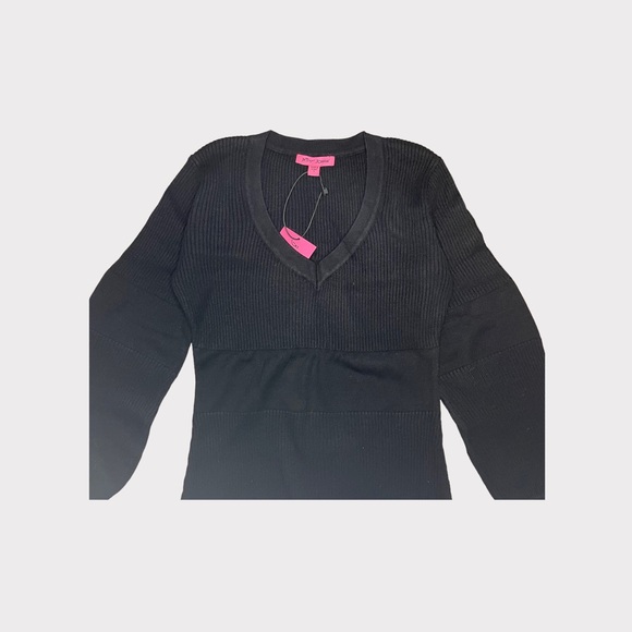 Betsey Johnson Black Ribbed Sweater Dress - Picture 2 of 5